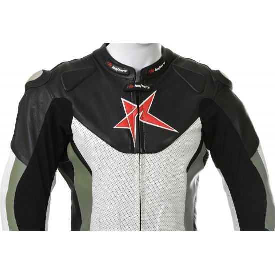 RTX Grey Arbiter Sports Biker One Piece Leather Suit