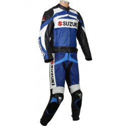 Suzuki GSXR Blue Leather Motorcycle Suit