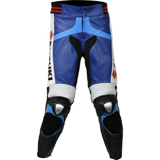 Suzuki GSXR Blue Leather Motorcycle Suit