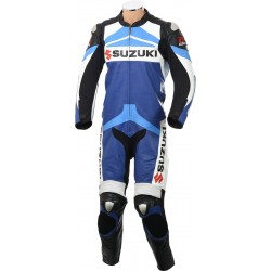 Suzuki GSXR Blue Leather Motorcycle Suit