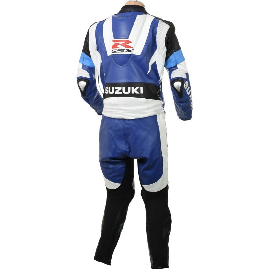 Suzuki GSXR Blue Leather Motorcycle Suit