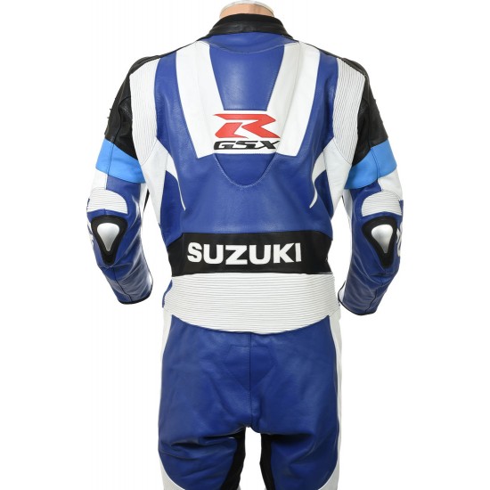 Suzuki GSXR Blue Leather Motorcycle Suit