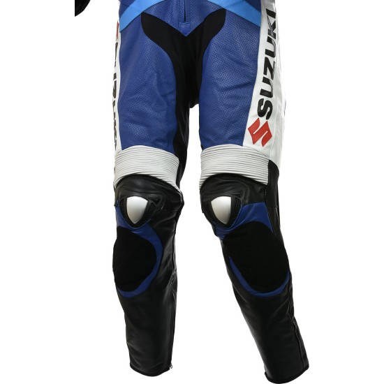 Suzuki GSXR Blue Leather Motorcycle Suit