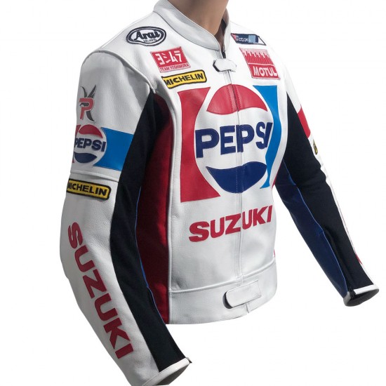Kevin Schwantz Pepsi Sports Replica Leather Biker Jacket