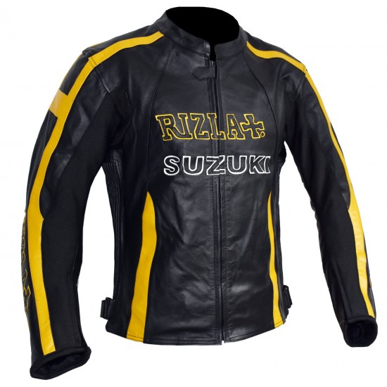 Special Edition RIZLA Black Suzuki Full Leather Motorbike Jacket