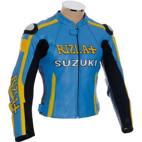 RIZLA Blue Suzuki CE Armoured Motorbike Leather Jacket RIZLA Blue Suzuki CE Armoured Motorbike Leather Jacket