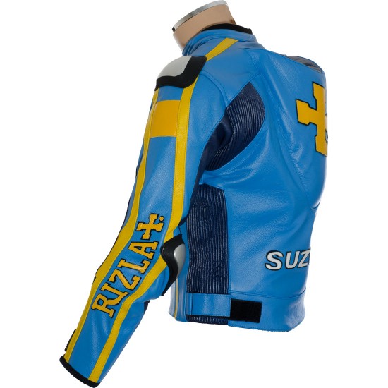 RIZLA Blue Suzuki CE Armoured Motorbike Leather Jacket RIZLA Blue Suzuki CE Armoured Motorbike Leather Jacket