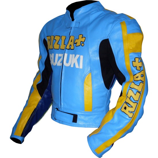RIZLA Blue Suzuki GSXR Biker Armoured Leather Suit