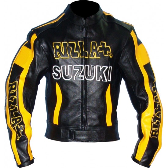 Custom Built SUZUKI Leather Motorbike Jacket Custom Built SUZUKI Leather Motorbike Jacket