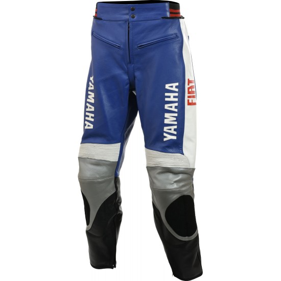 Fiat Yamaha Blue Leather Motorcycle Trouser