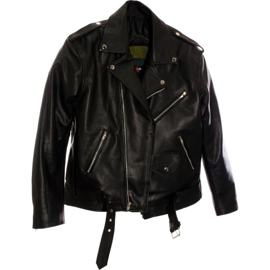 All American Mod Biker Classic Black Leather Jacket