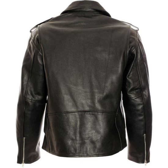 All American Mod Biker Classic Black Leather Jacket