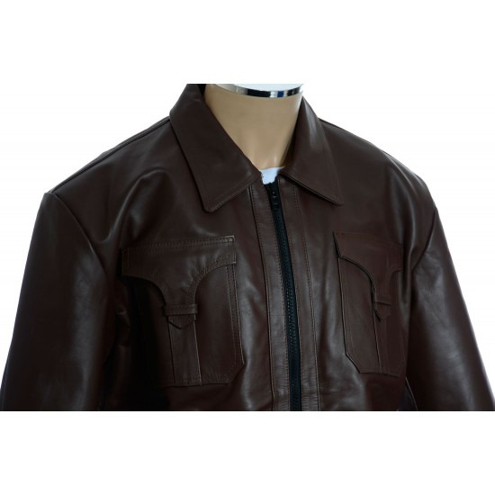 Rogue Drifter Brown Leather Biker Jacket