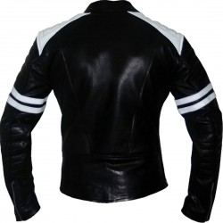 FIGHT CLUB Black & White Leather Biker Jacket