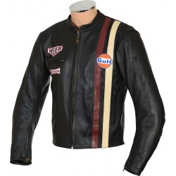  Steve McQueen GULF Black LE MAN Armoured Biker Jacket