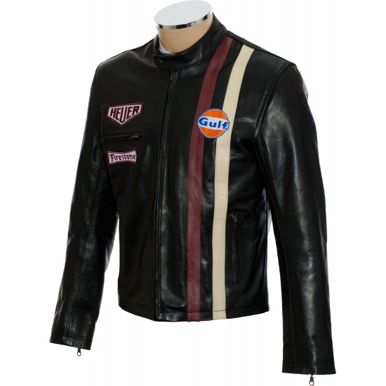 Steve McQueen Black Le-Man GULF Leather Jacket