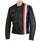 Steve McQueen GRAND PRIX HEUER Quilted Black Genuine Leather Jacket