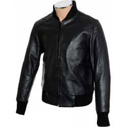 Aviator Black Leather Bomber Jacket