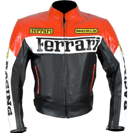 Custom Built FERRARI Leather Motorbike Jacket