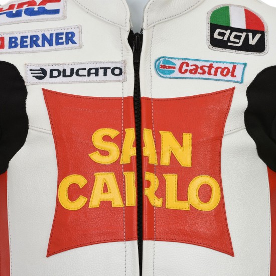 Marco Simoncelli Replica Classic Honda MotoGP Leather Motorcycle Suit Marco Simoncelli Replica Classic Honda MotoGP Leather Motorcycle Suit