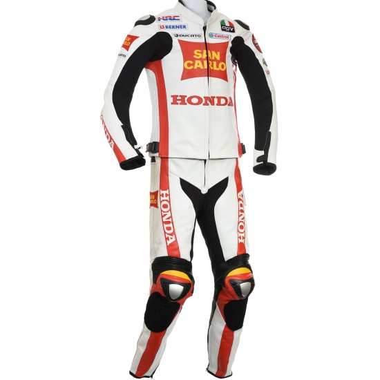 Marco Simoncelli Replica Classic Honda MotoGP Leather Motorcycle Suit