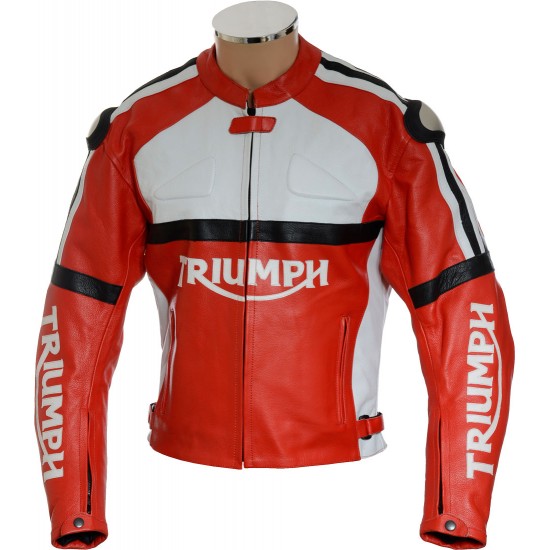 Triumph Daytona Sport Red Motorcycle Leather Armoured Biker Jacket