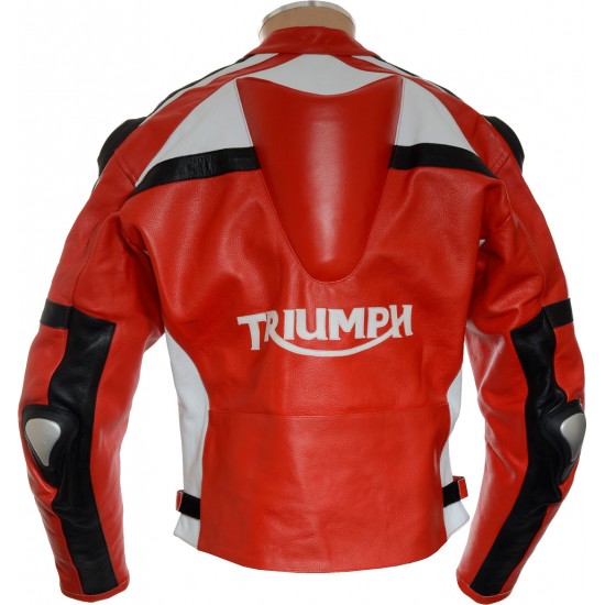 Triumph Daytona Sport Red Motorcycle Leather Armoured Biker Jacket