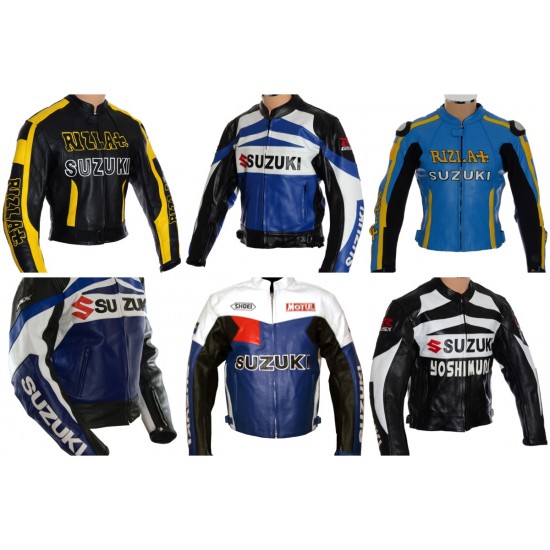 Custom Built SUZUKI Leather Motorbike Jacket Custom Built SUZUKI Leather Motorbike Jacket
